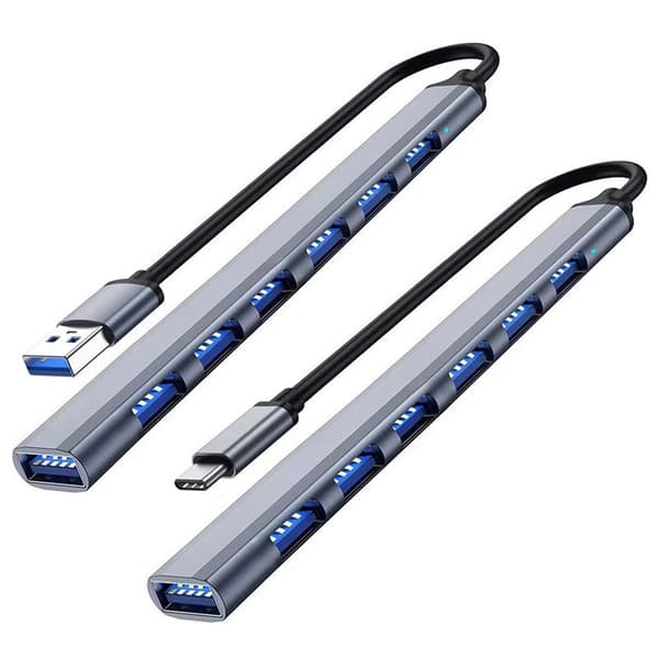 USB3.0 til USB2.0/3.0 USB-hub med 7 porter Sølvgrå Sølvgrå