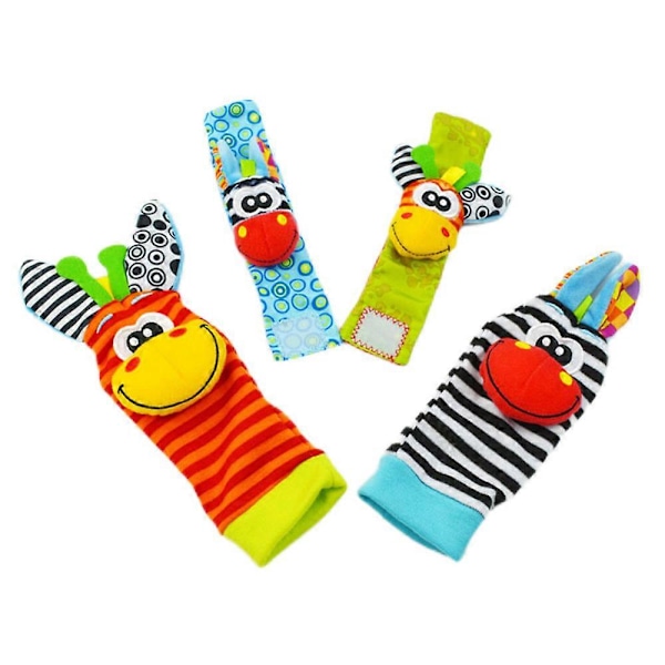 Baby Skallersockor Handleddsband Skallror Set Söt Baby Djur Utvecklingsleksak A