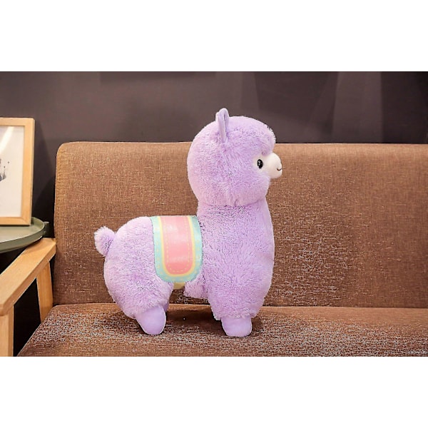 Alpacka docka plyschleksak stående mytisk djur gräs lera häst maskot barndocka docka GS Purple