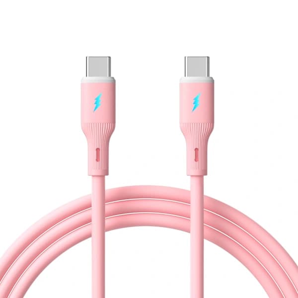66W USB-C til USB-C Hurtigladekabel - Silikon, 100cm - For Hurtiglading og Dataoverføring pink