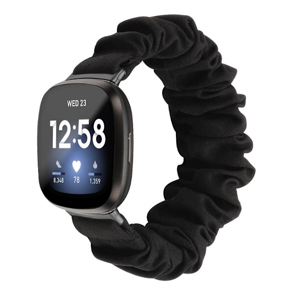 För Fitbit Versa 4/Sense 2 Scrunchie Klockarmband Tyg Tryckt Hårband Rem Armband Leopard Black Style E Fitbit Versa 4