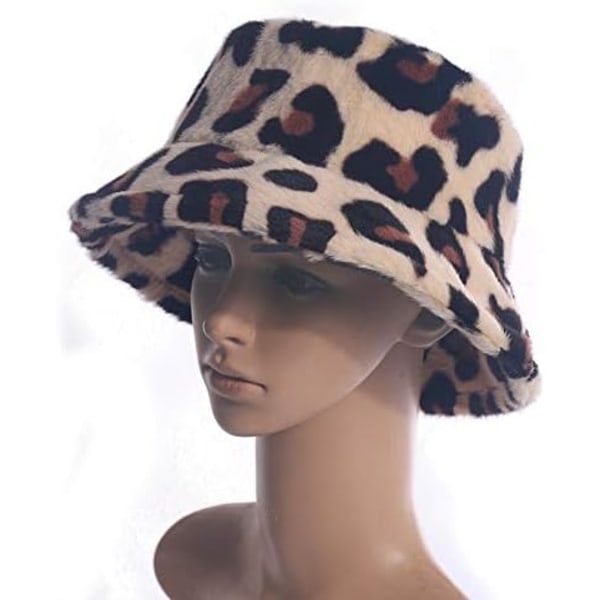 1 st Leopardprickig Daisy Hatt för Kvinnor Vinter Bucket Hatt Män Fuskpäls Varm GS