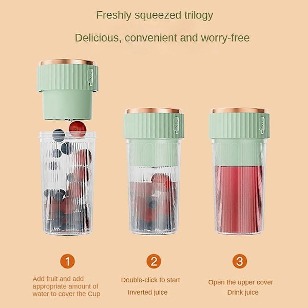 Bärbar Blenderkopp, Mini Personlig Elektrisk Juicepress för Frukt och Grönsaker, USB Uppladdningsbar Mini Bärbar Fruktjuicekopp green
