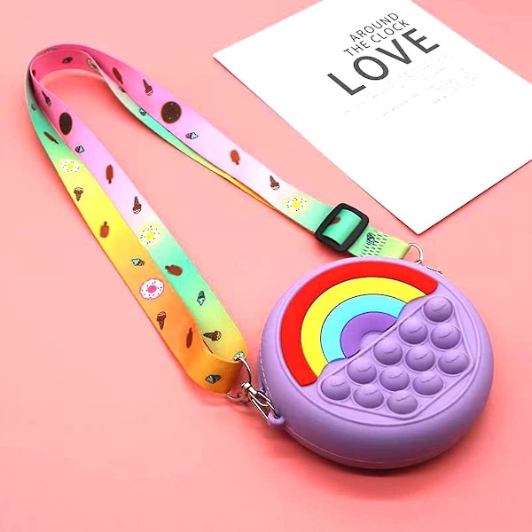 Katea Pop Handväska, Pop Väska Fidget Leksak, Pop Axelväska Bubbla Leksaker För Flickor Kvinnor, Härlig Sensorisk Silikon Tecknad Väska Leksak För Studenter Barn (lila)