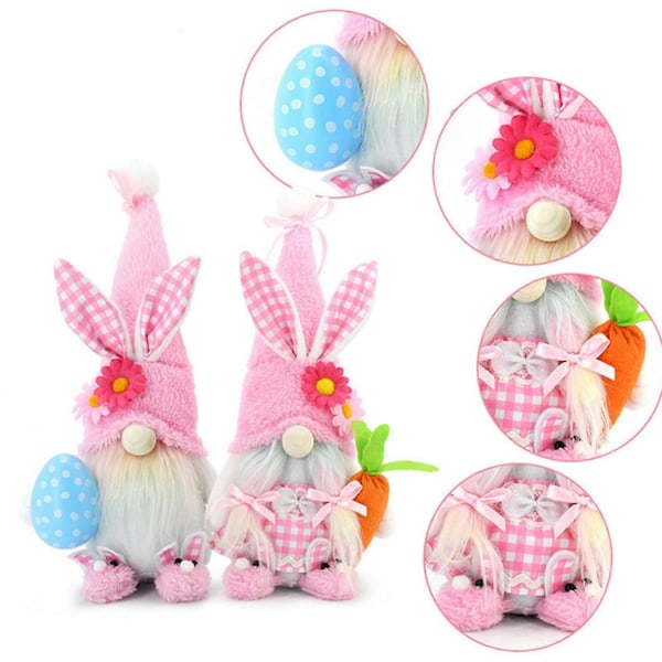 Rosa Påsk Plyschleksak Påskhare Lint Leksak Handgjord med Fina Detaljer Söt Påskleksak för Vuxna och Cosplay-älskare GS Egg hugging