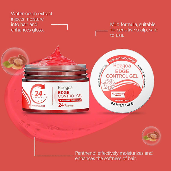 Hoegoa Punainen Vesimeloni Hiusmuotoilugeeli Katkenneille Hiusille Sikiöhiukset Otsatukka Muoto Luonnollinen Pomade Hiusmuotoilugeeli 80G