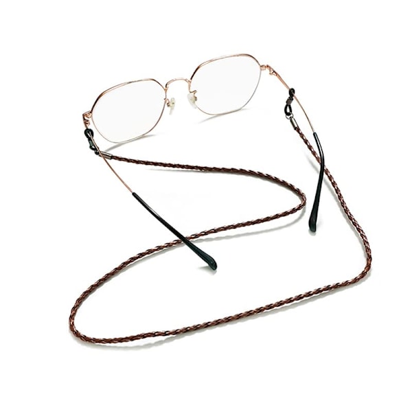 Glasögonkedjor Halsband Läder Glasögon Halsband Snöre Rep Rem Läder Glasögon Snöre Justerbara Ändhållare Glasögon Tillbehör, 2 st, Brun brown
