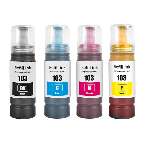 Set med 4 bläckflaskor 70 ml för att ersätta Epson 103 Kompatibel/icke-OEM från Go Inks GuanGuan GS