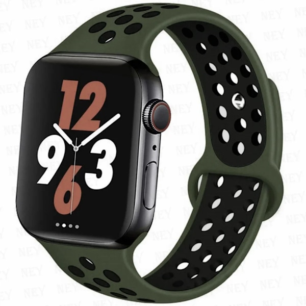 Sportrem För Apple Watch Band 45 Mm 49 Mm 44 Mm 40 Mm 41 Mm 42 Mm Silikonarmband Korrela Iwatch Ultra 2 Series 9 8 Se 7 6 5 4 3 Obsidian-Svart 20 S-M Army green-black 23 M-L