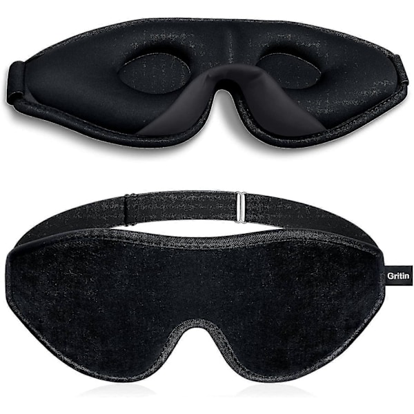 Sovmask, Ögonmask, Gritin Hudvänlig Mörkläggande 3D Sovmask, Bekväm och Andningsbar Natt Ögonbindel Sovmask för Kvinnor Män Barn, Resa