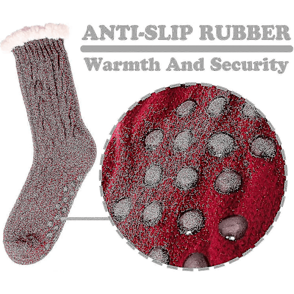 Damtofflor Strumpor Fuzzy Fluffy Mysiga Stugstrumpor Vinter Fleece Mjuka Varma Bekväma Tjocka Jul Halkfria Strumpor GS GRAY