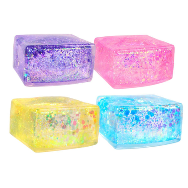 Paljetter Iskub Klämleksaker Maltos Fyrkantig Kub Snabb Återhämtning Mjuk TPR Nyp Leksak Squishes Block Stress Relief Fidget Leksak Random Color