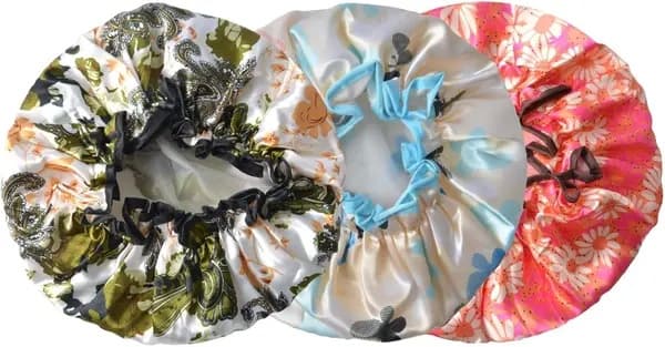 3-pack dubbellager duschmössa vattentät elastisk badmössa för kvinnor dusch spa salong solros Sunflower