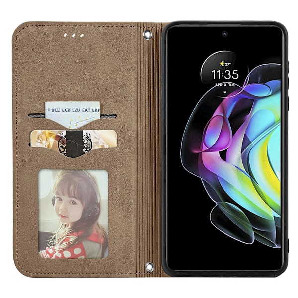 Fodral för Motorola MOTO Edge 20 Magnetisk Stängning Läder Plånboksfodral Housse Etui Stötsäker - Grön GS