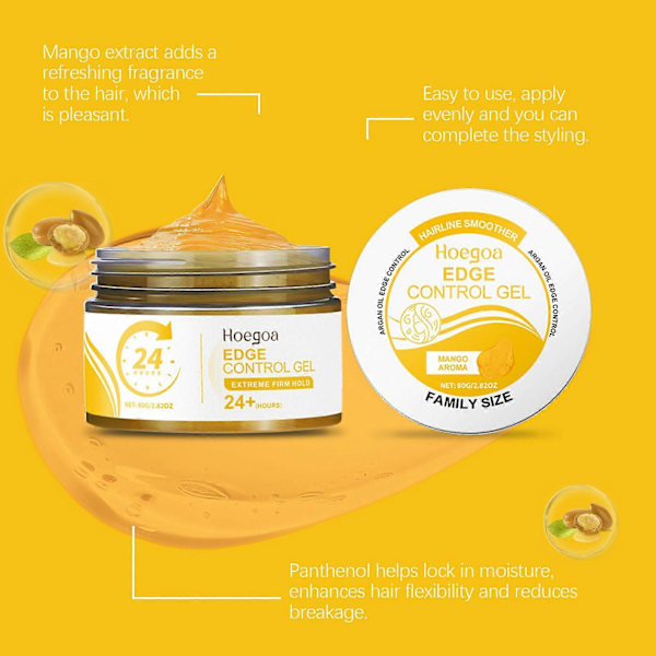 Hoegoa Keltainen Mango Hiusmuotoilugeeli Muotoilee Luonnollisen Pomaden Vauvan Hiusotsatukka Geeli Katkenneiden Hiuskarvojen Muotoilu 80G