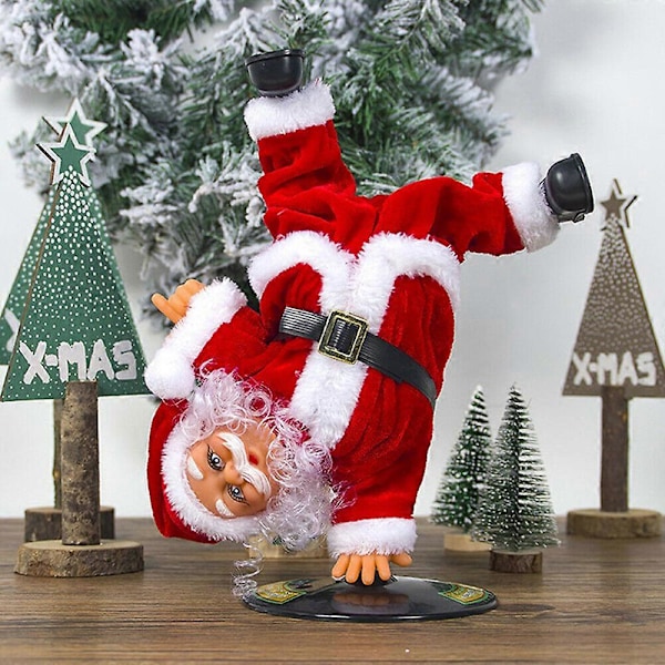 Jultomte Musikalisk Akrobatgrupp Upp-och-ner Roterande Elektrisk Leksak Hip Hop Dans Säsongsbetonad A