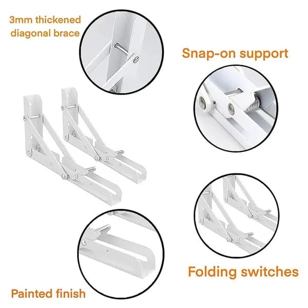 Fällbart konsol 450 x 170 mm – vit metall för väggmontering