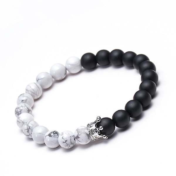 1, pärlarmband Armband för män 8mm Armband Charm Pärlor Armband Lyckoarmband Stressarmband Zirkonarmband Koppararmband Kronarmband 1