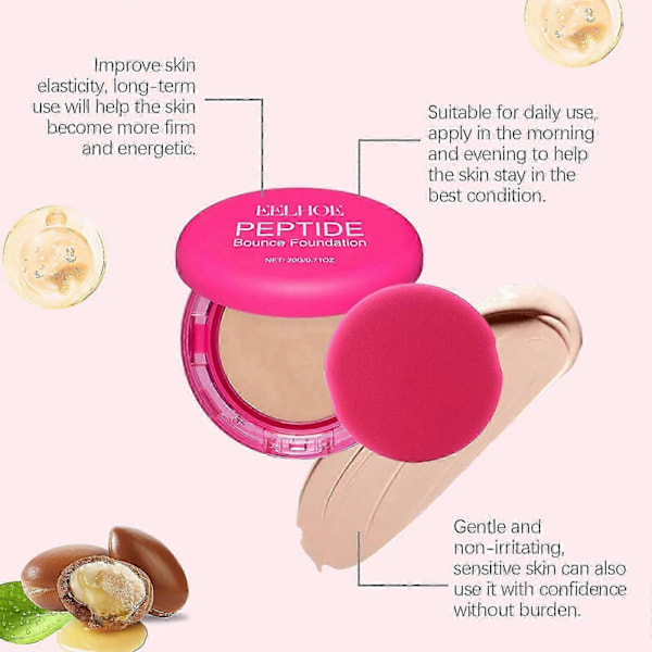 Peptidberikad Bounce Balm Foundation Concealers, Tri-Ceramidkomplex för Mogen Hy, Byggbar Medium Täckning & Linjeutjämnande natural color