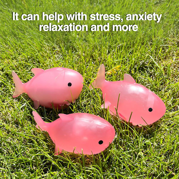 Paljett Haj Klämleksaker Maltos Havsdjur Snabb Återhämtning Mjuk TPR Nyp Leksak Squishes Block Stress Relief Fidget Leksak Pink