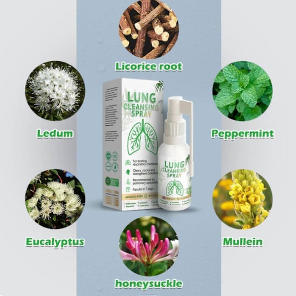 Lungrengöringsspray, Herbal Lungrengöringsspray 30ML, Avancerad Lungrengöringsspray, Lungspray, Kraftfullt Lungstöd, Daglig Användning GS 3pcs
