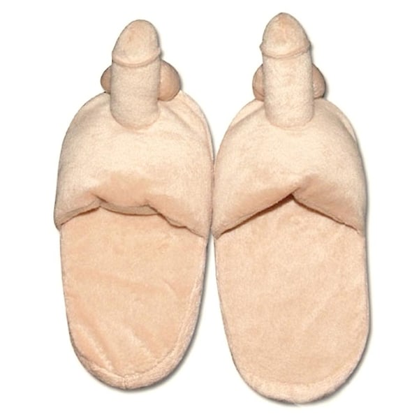 Roliga Plyschtofflor med Dildos Inomhus Anti-Slip Tofflor för Hem Sovrum Beige Ladies One Size