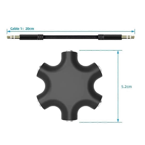 1 till 5 ljudsplitter 3,5 mm ljudrouter separator enhetsadapter patchkabel splitter