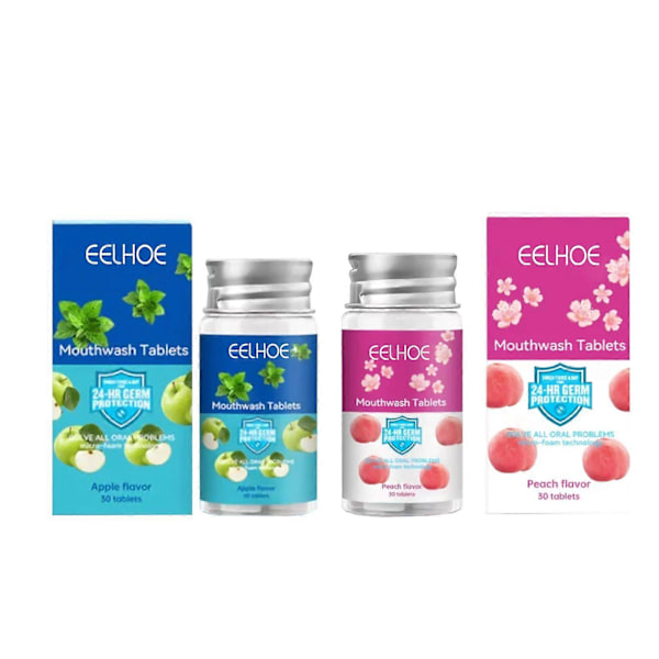 Eelhoe Munvatten Tabletter Dålig Andedräkt Fläckar Rena Tänder Frisk Andedräkt Munvård Koncentrerat Munvatten Peach Flavor 30Pcs