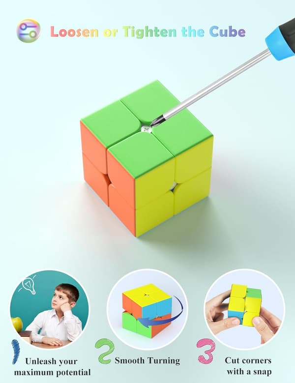 ROXENDA Speed Cube 2x2 Speed Cube, Stickerless Magic Cube Let at Dreje og Glat Speedcube - Drejer Hurtigere end Originalen (2x2x2)