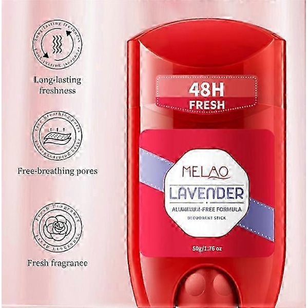 48H Fresh Natural Deodorant Stick för Män & Kvinnor - 50g Roll-On Deodorant Stick, Aluminiumfri, Långvarig Jordgubbsdoft 2pcs