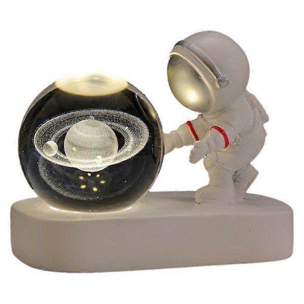 Kreativ astronaut med ljus harts hantverk nattlampa ornament kristallkula atmosfär ljus födelsedagspresent GS saturn