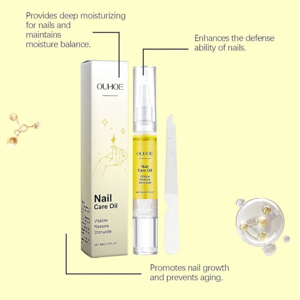 Ouhoe Reparerande Nagelvårdslösning Närande Nagelreparation Nagelmask Glansig Nagelhalsband Daglig Vårdlösning 2Ml * Nail File