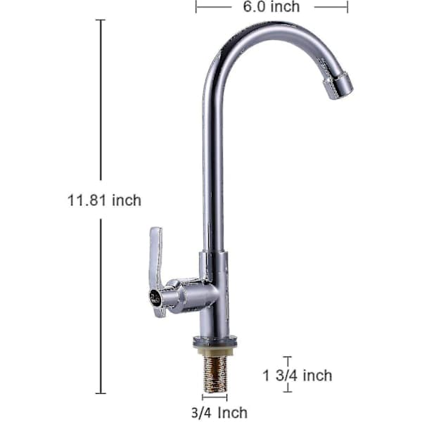 Koldtvandshane til vask, enkeltgrebs, høj bue, bordplademontering, rustfrit stål bar mixer