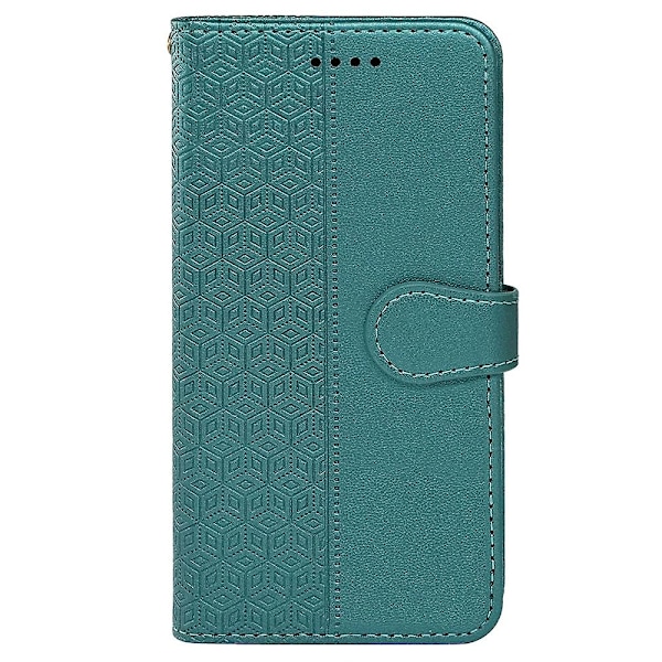 Flipfodral i läder med kubiskt rutmönster för iPhone 16 Pro - GS