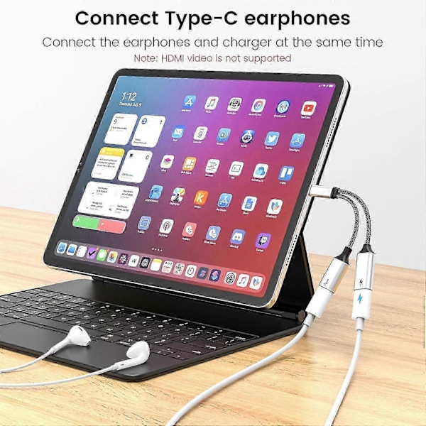 Type-C Hane till Dubbel USB C Hona Splitter Hub med PD 60W Snabbladdning