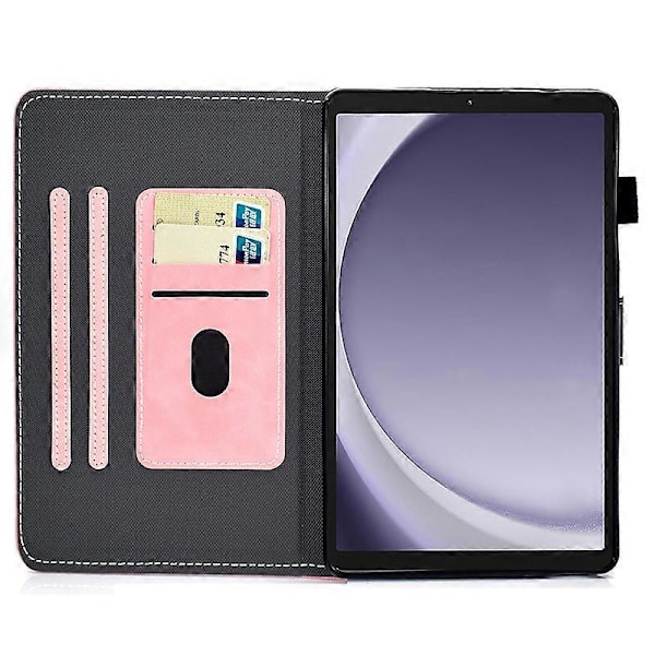 PU Läderfodral för Samsung Galaxy Tab A9, Kortplatsställ Tabletskydd med Pennhållare GS Rose Gold