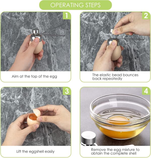 SHIDOW Egg Cracker Topper Sett, Myke Hardkokte Egg, Eggkutter, Egghakker, Egghammer Touch Eggåpner, Eggseparatorer for Rå