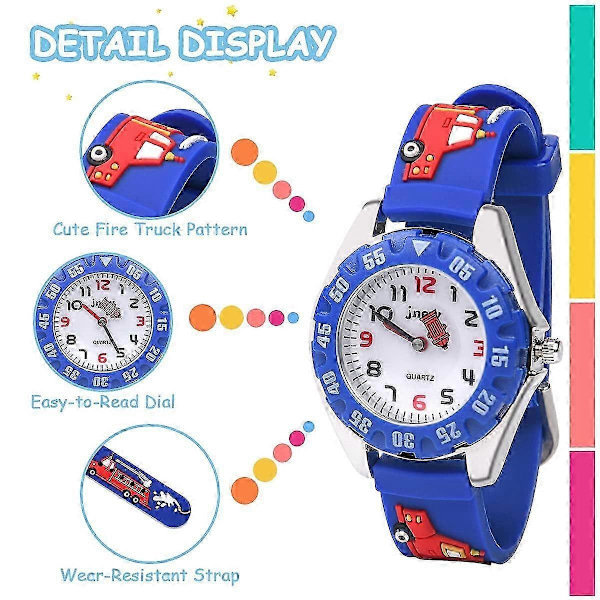 Barn Analog Quartz Klocka, Barnklocka med 3D-Cartoon Design, 30 m Vattentät, Silikonarmband Stil 1 GS