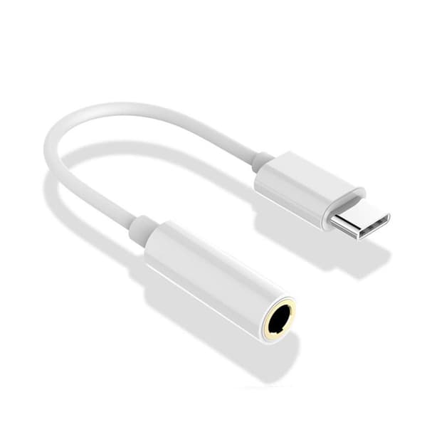 DAC USB C til 3.5mm AUX Adapter til Hovedtelefoner Højttalere hvid
