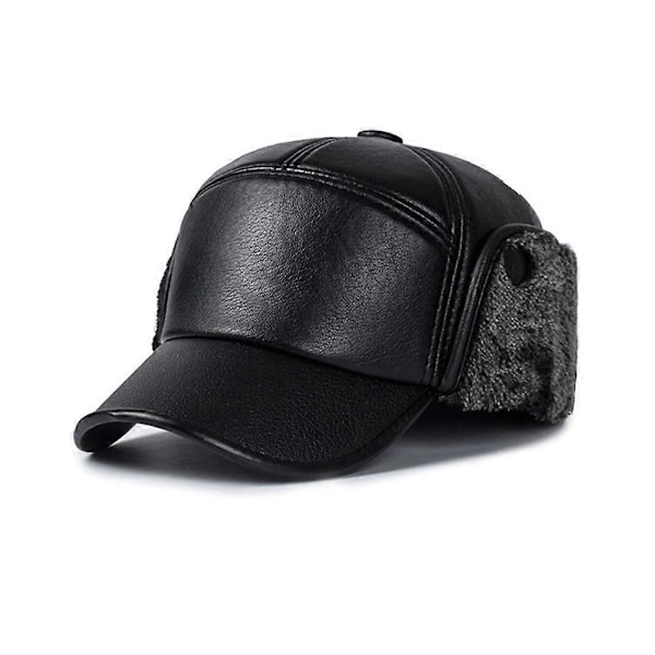 Herr Baseballkeps PU Läder Plysch Varm Vinter Utomhus Sport Öronlapp Jakt Hatt Ny Grey