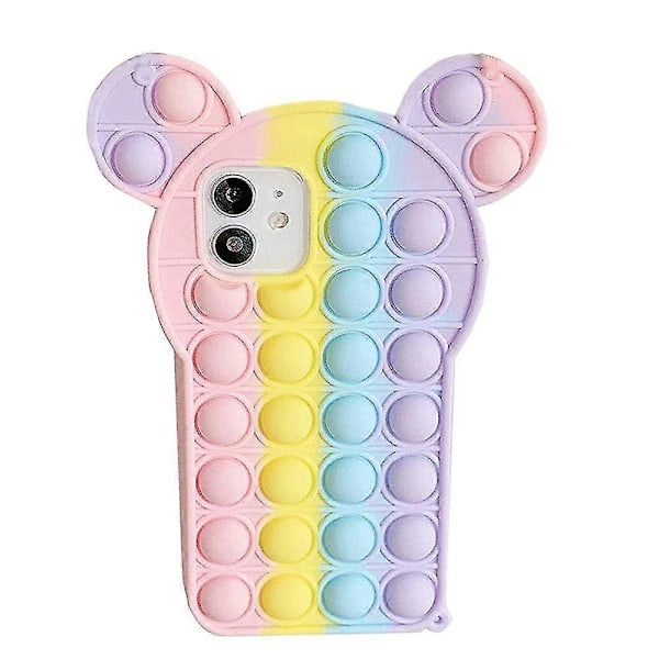 Tecknade regnbågsöron passar för iPhone X/XS, iPhone 11, iPhone 12/12Pro mobilskal, bubbel-mobilskal iPhone 11