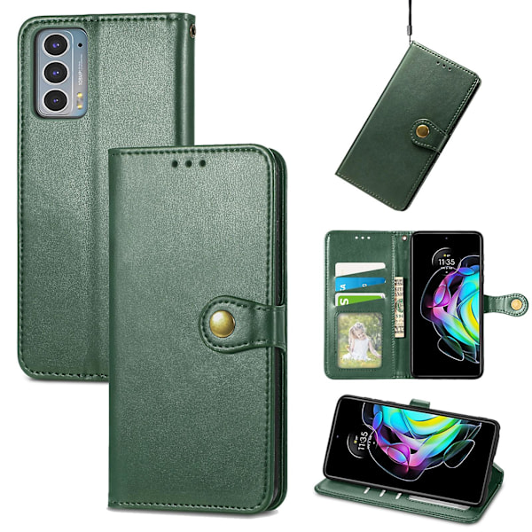 Mobilskal i Läder med Spänne, Enfärgat, för Motorola Edge 20[D] Green