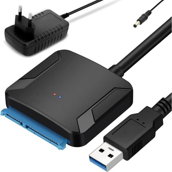 SATA til USB 3.0-adapter til 2,5\"/3,5\" SSD'er og harddiske, UASP-understøttelse, 12V 2A strømforsyning inkluderet, kompatibel med Windows/Mac/Linux