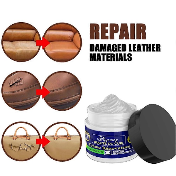 2x Läderreparationsgel för bil, hem, läder, kompletterande färgreparation, repor, sprickor, läderreparation, soffreparation, färgreparation 20ml