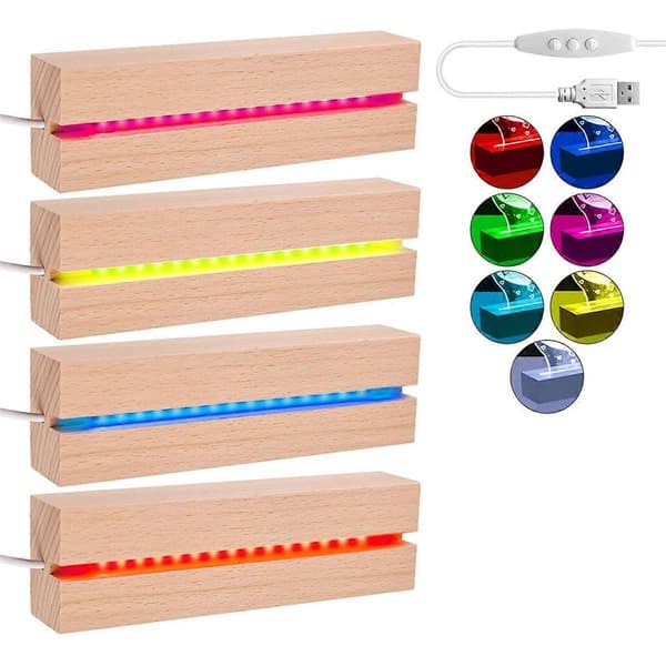 LED träbas, LED-ljusbas, USB träbas, LED-ljusbas