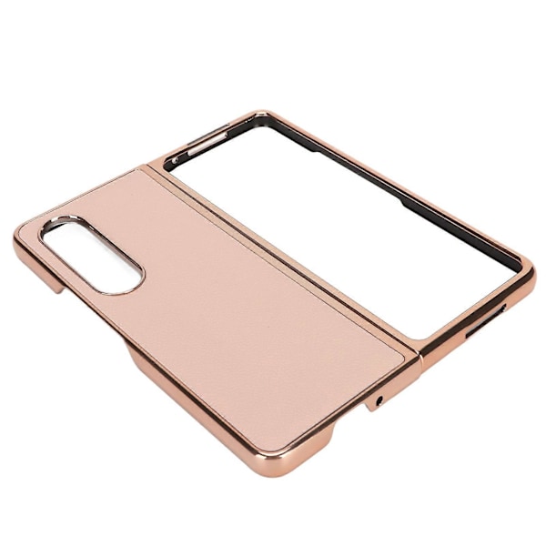 Telefonskal Skyddande Omslag för Samsung Galaxy Z Fold 4 Nanoguldpläterat Äkta Läder Repskydd Rosa