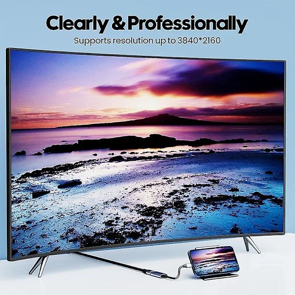 USB-C till HDMI-kompatibel adapterkabel Typ C till 4K HDTV-konverteringskabel USB 3.1 för projektor PC MacBook Pro bärbar dator surfplatta HUAWEI GS