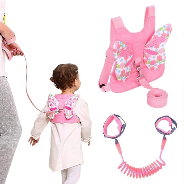 Baby Reins, 3 i 1 Baby Gåsele, Anti-förlorad Toddler Reins Handledslänk med Lås och 1,5m Bungee Remmar Länk, för 1-3 År Pink