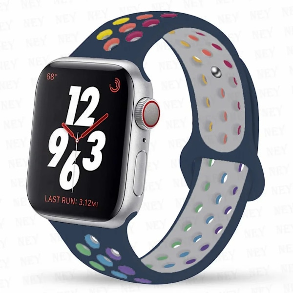 Sportrem För Apple Watch Band 45 Mm 49 Mm 44 Mm 40 Mm 41 Mm 42 Mm Silikonarmband Korrela Iwatch Ultra 2 Series 9 8 Se 7 6 5 4 3 Obsidian-Svart 20 S-M Mid blue Pride 9 S-M