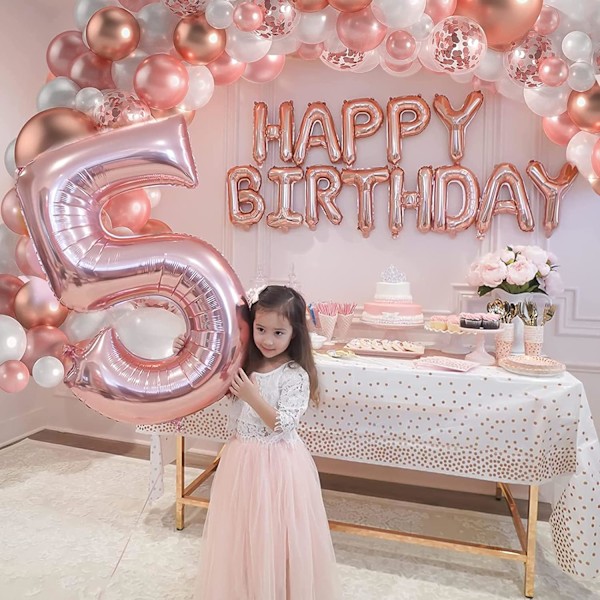 Födelsedagsdekorationer för kvinnor och flickor, roséguld ballongbåge girlang kit, HAPPY BIRTHDAY banderoll, 16:e 18:e 21:a 30:e 40:e 50:e GS